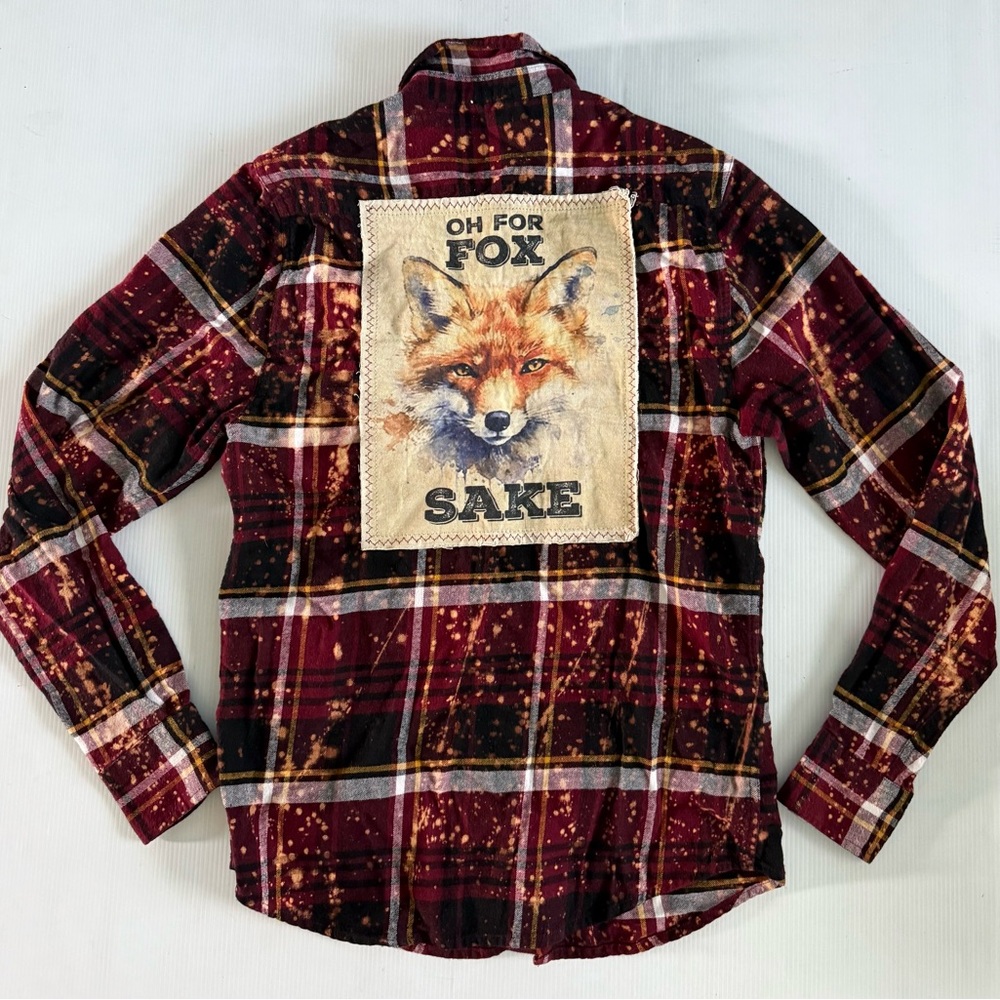 Angry Minnow Oh For Fox Sake Flannel Shirt Mens Small  Red Splatter - Picture 3 of 9